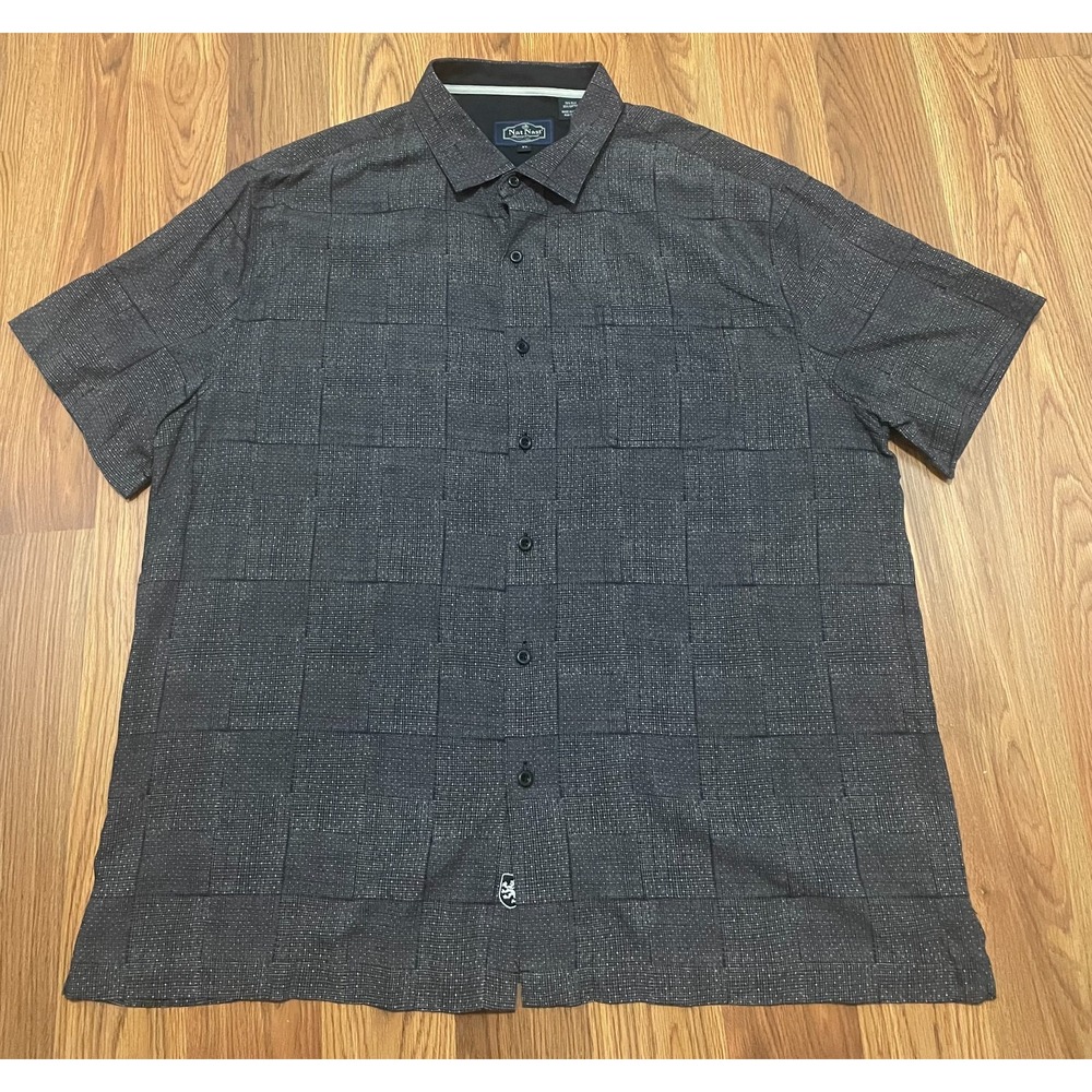 Nat Nast Luxury Original Shirt Mens XL Short Sleeve Silk Cotton Button Up